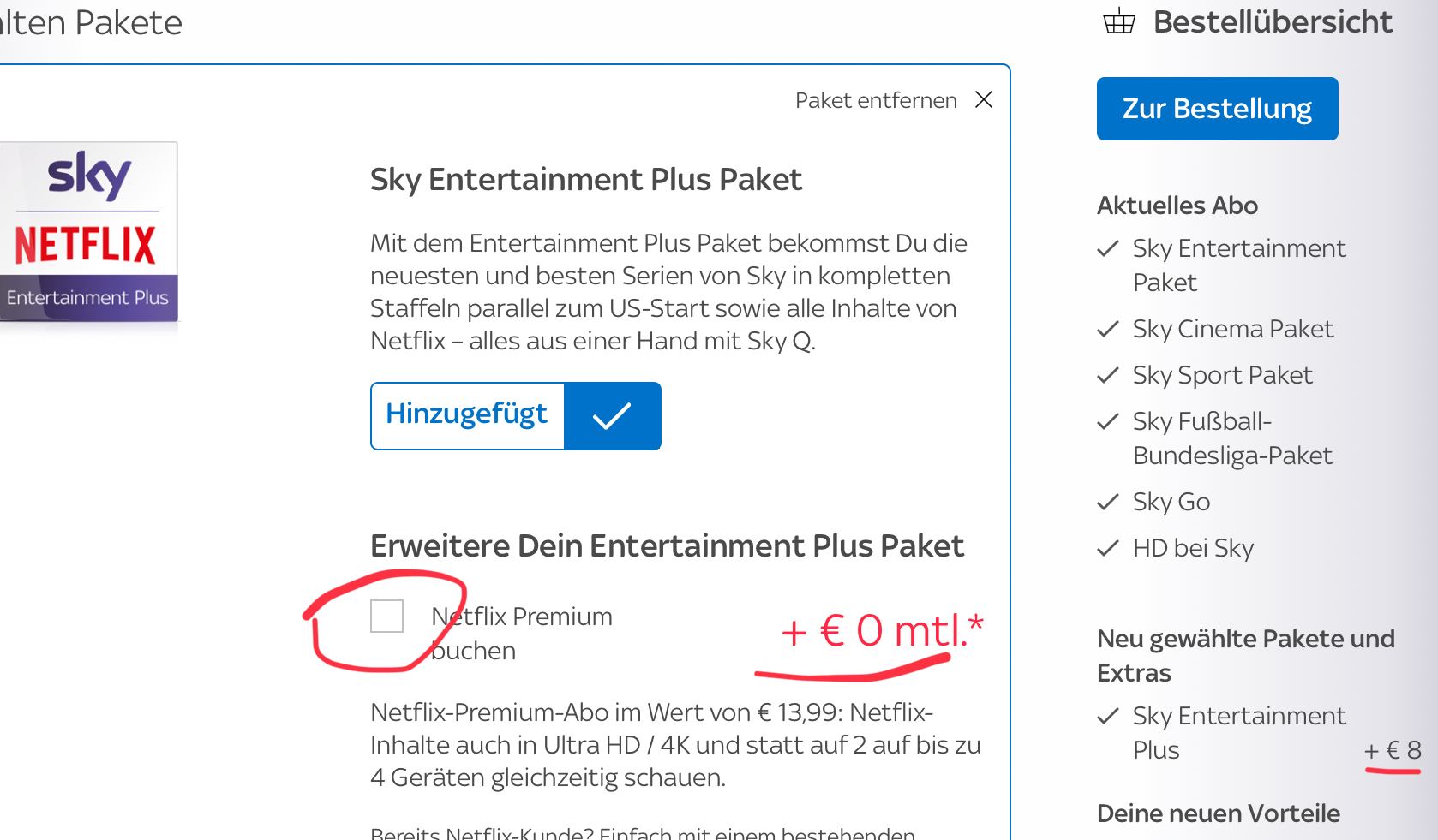 Sky Entertainment Plus Paket für 0€ monatlich best... - Sky Community