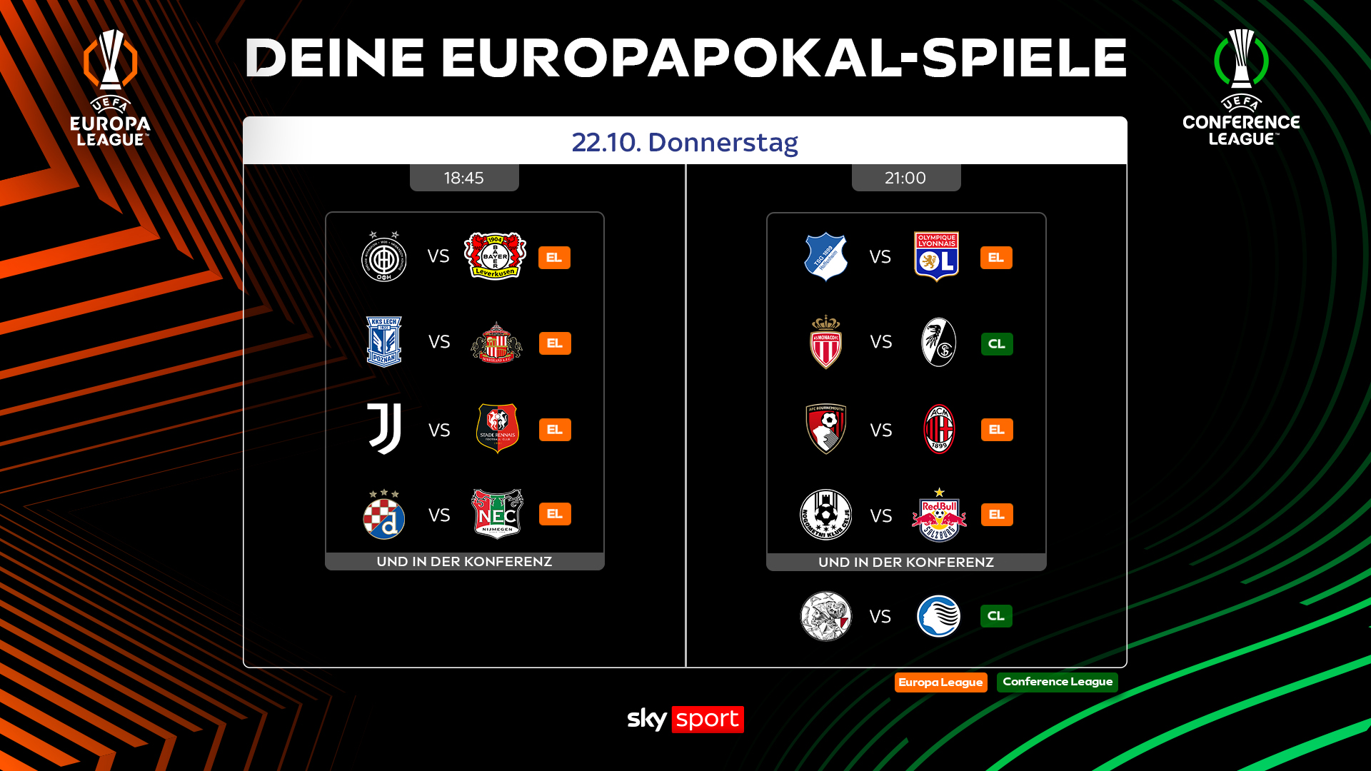 Europapokal am Donnerstag