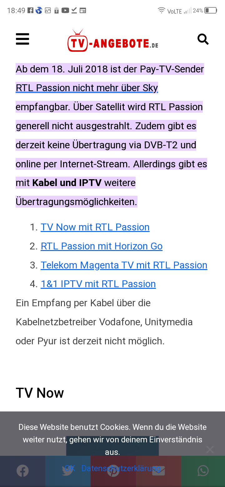 RTL Passion TV Sender - Sky Community