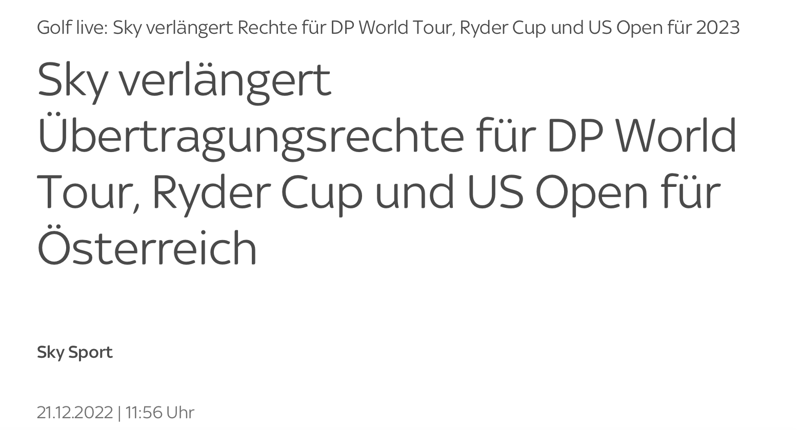 Sky Golf DP World Toure 2023 und Ryder Cup