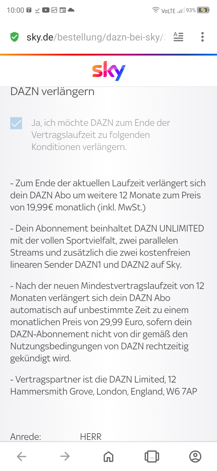 DAZN Unlimited gebucht, aber nun nur noch DAZN Sta..