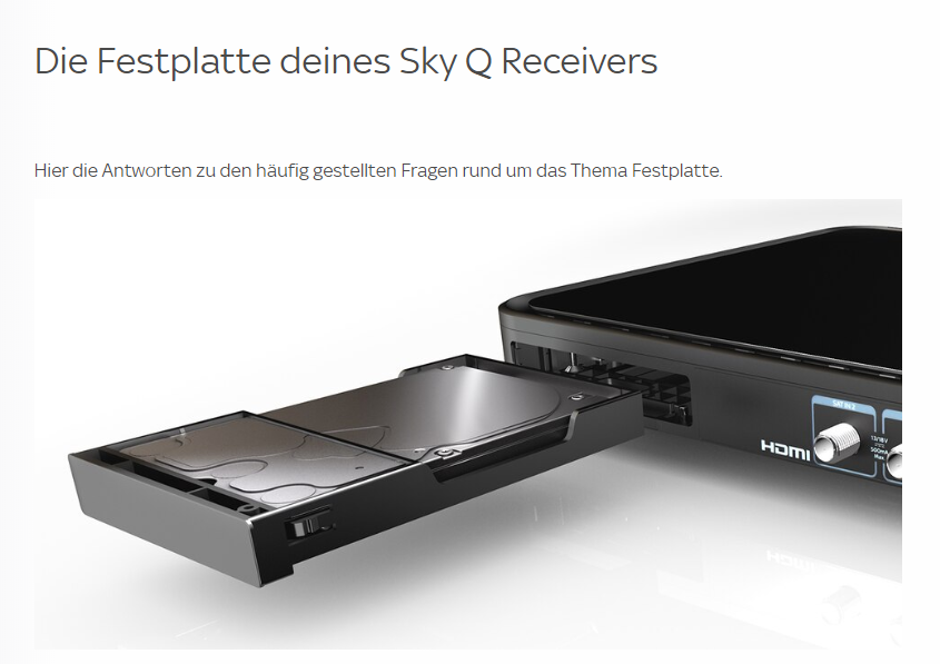 Beantwortet: Sky Q Receiver Festplatte lässt sich nicht einstec... - Sky  Community